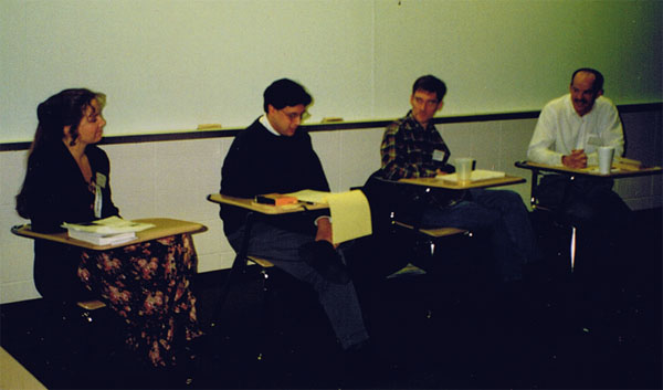 The Jim Carroll Scholars (L-R): Me; David Gallant (U of Rhode Island); Stephen Perrin (Liverpool Hope University College, UK); Richard Campbell (Winona State University, MN)