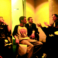 Jim Carroll backstage at Massachusetts College of Art,
Boston, MA, 9 May 1998 - Photographs by Jaime Beebe