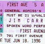 Ticket Stub - First Avenue (Minneapolis, MN) 18 June 1996 - LaVerne Kreklau