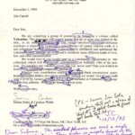 "Valentine" Limited Edition (1996) - Jim Carroll's Original Submission on Letter from Editors