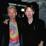 Jim Carroll with T.J. Richter at Y-Not II, Milwaukee, WI 5/7/1999 - Photo by Doug Krimmer
T.J. Richter, a performance artist (and literally a rocket scientist by training) organized the Y-Not II show.