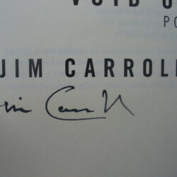 Jim Carroll, Void of Course - signed on the title page by the author to Dan & Noemi Bober (1999)