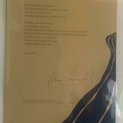 River Jordan (2001) - Broadside by Jim Carroll - One of 35 unnumbered copies signed in brown ink - Timothy Johnson River Jordan (2001) - Broadside by Jim Carroll - One of 35 unnumbered copies signed in brown ink - Timothy Johnson