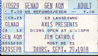 Ticket stub from 9/29/88