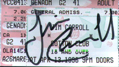 Autographed ticket stub from 4/13/96